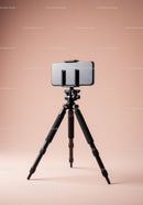 Smartphone Mounted on Tripod for Filming and Content Creation