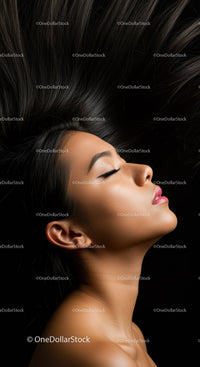 Side Profile of Woman with Flowing Dark Hair