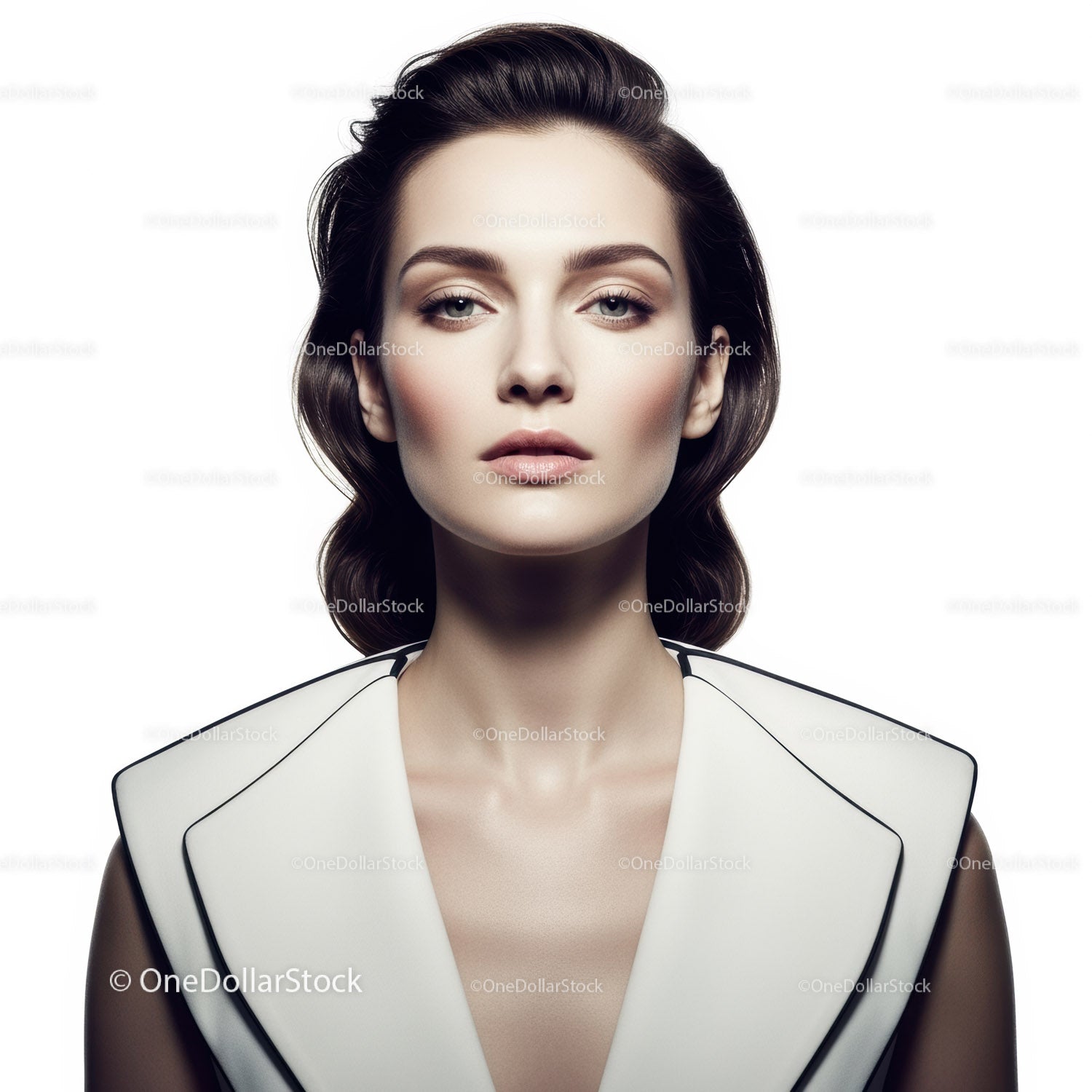 Elegant Female Model with Glamorous Makeup and Sleek Hair