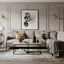 Elegant Modern Living Room with Beige Sofa and Abstract Wall Art