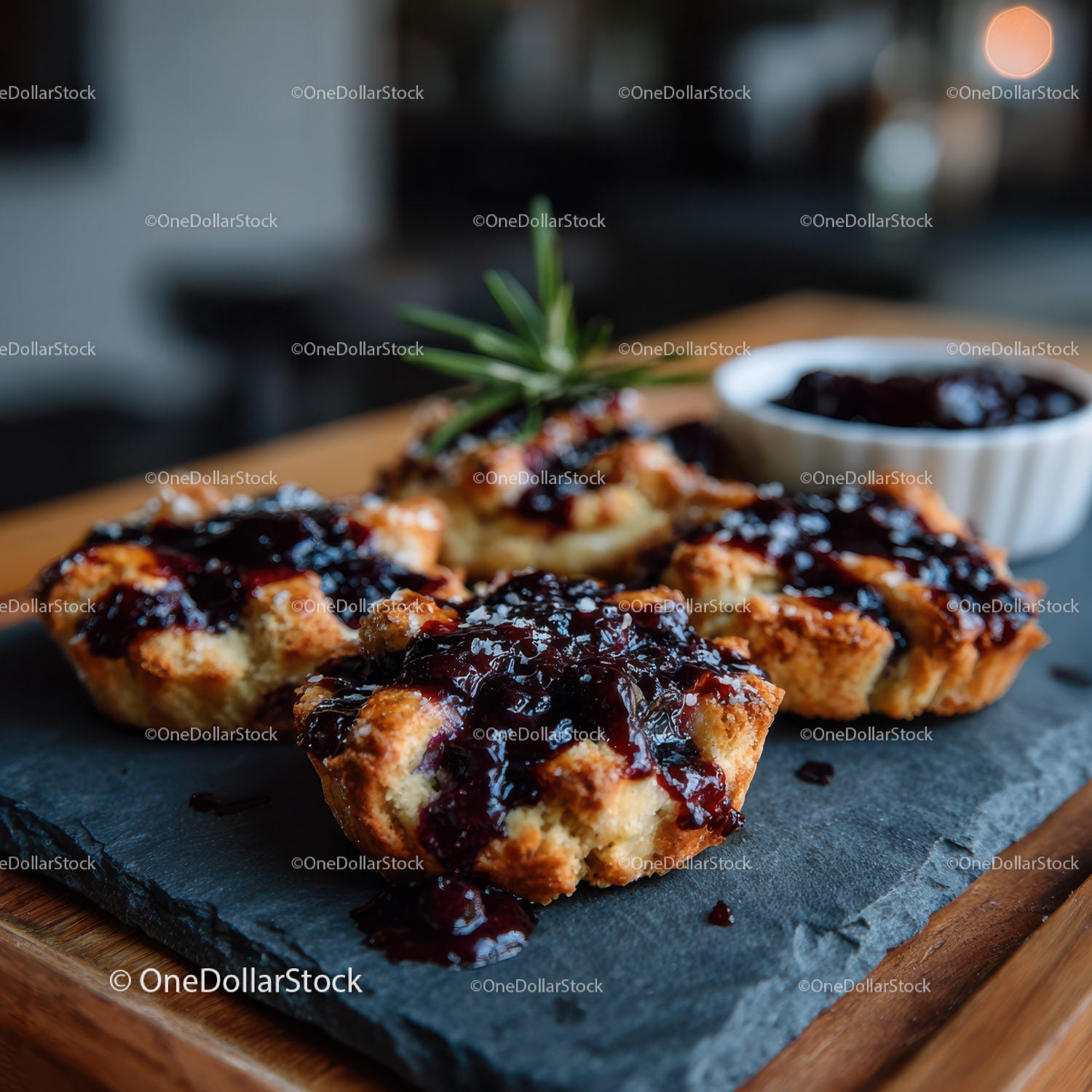 Blueberry Jam Topped Pastry with Fresh Berries and Flaky Crust