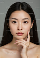 Portrait of a Young Woman with Flawless Skin and Brown Eyes