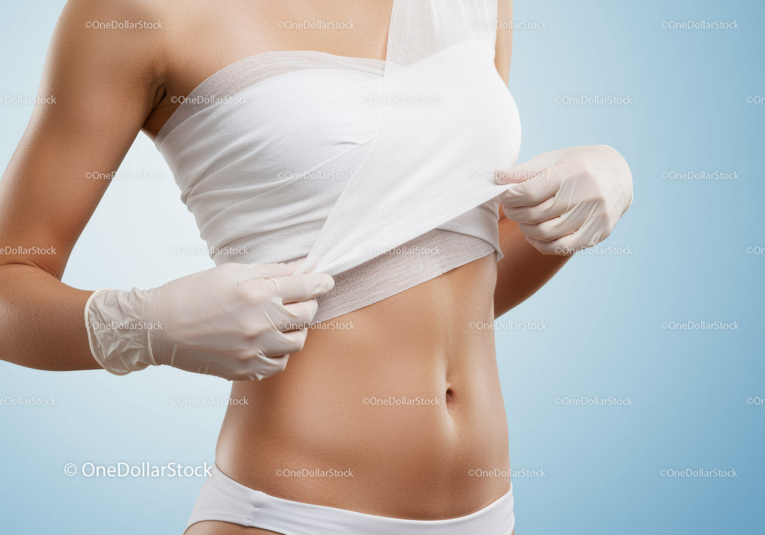 Woman Undergoing Medical Abdominal Examination with Healthcare Professional