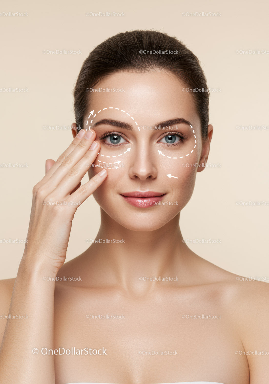 Close-Up of Woman with Skincare and Facial Massage Illustration