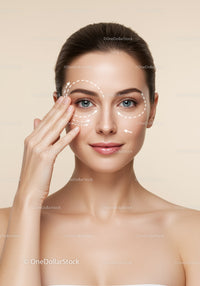 Close-Up of Woman with Skincare and Facial Massage Illustration