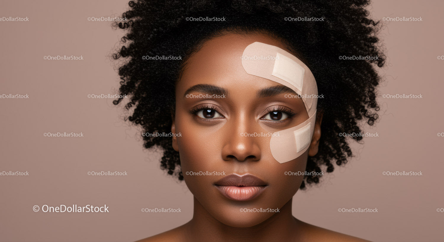 Portret młodej Afroamerykanki z naturalnie kręconymi włosami i czystą cerą