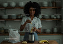 Young Woman Preparing Banana Smoothie in Modern Kitchen