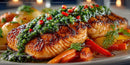 Gourmet Grilled Salmon with Roasted Vegetables and Fresh Herbs
