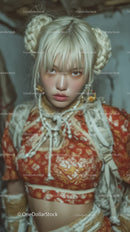 Unique Hairstyle and Modern Fashion Portrait of Young Woman