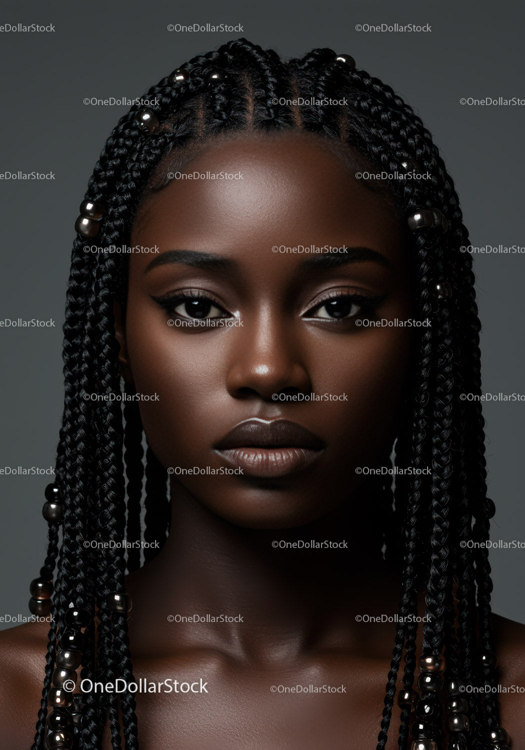 Elegant African Woman with Braided Hair and Beaded Style