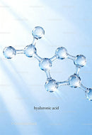 Close-up of hyaluronic acid molecular structure in light