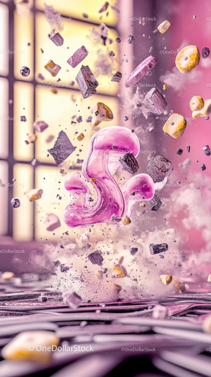 Vibrant Debris Collision Scene with Explosive Impact