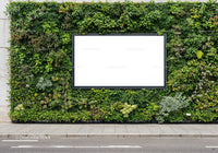Modern Green Wall with Large Blank Outdoor Display