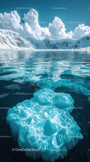 Majestic Snowy Mountains and Glacial Fjord under Bright Sun