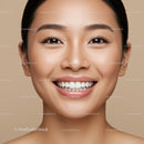 Closeup of happy woman with flawless skin and bright smile
