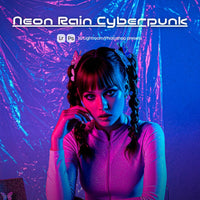 Neon Rain Cyberpunk Lightroom presets cover preview