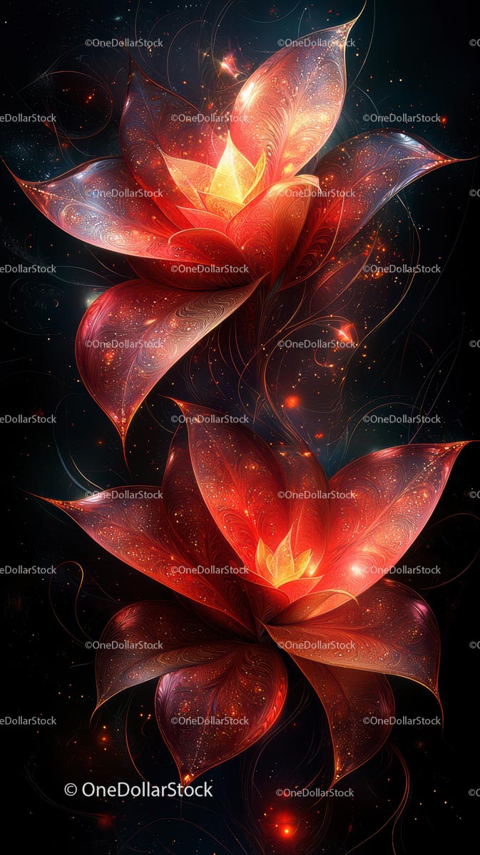 Futuristic Fractal Flower with Glowing Petals in Cosmic Scene