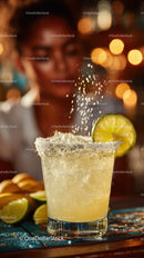 Refreshing Lime Cocktail with Salted Rim at Bar