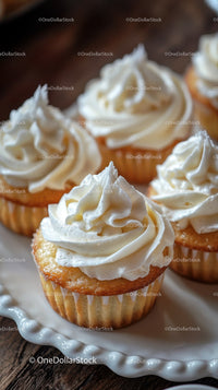 Vanilla Cupcakes with Swirled Creamy Frosting for Celebrations