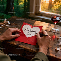 Writing a Heartfelt Love Note by Sunset Window