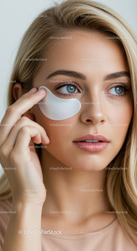 Close-up of Woman Applying Eye Patch for Skincare Routine