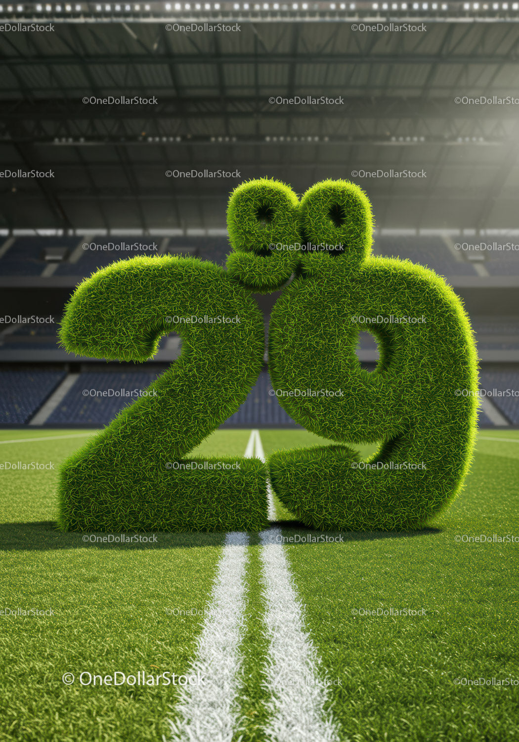 Green Grass 29 Number on Football Field Line