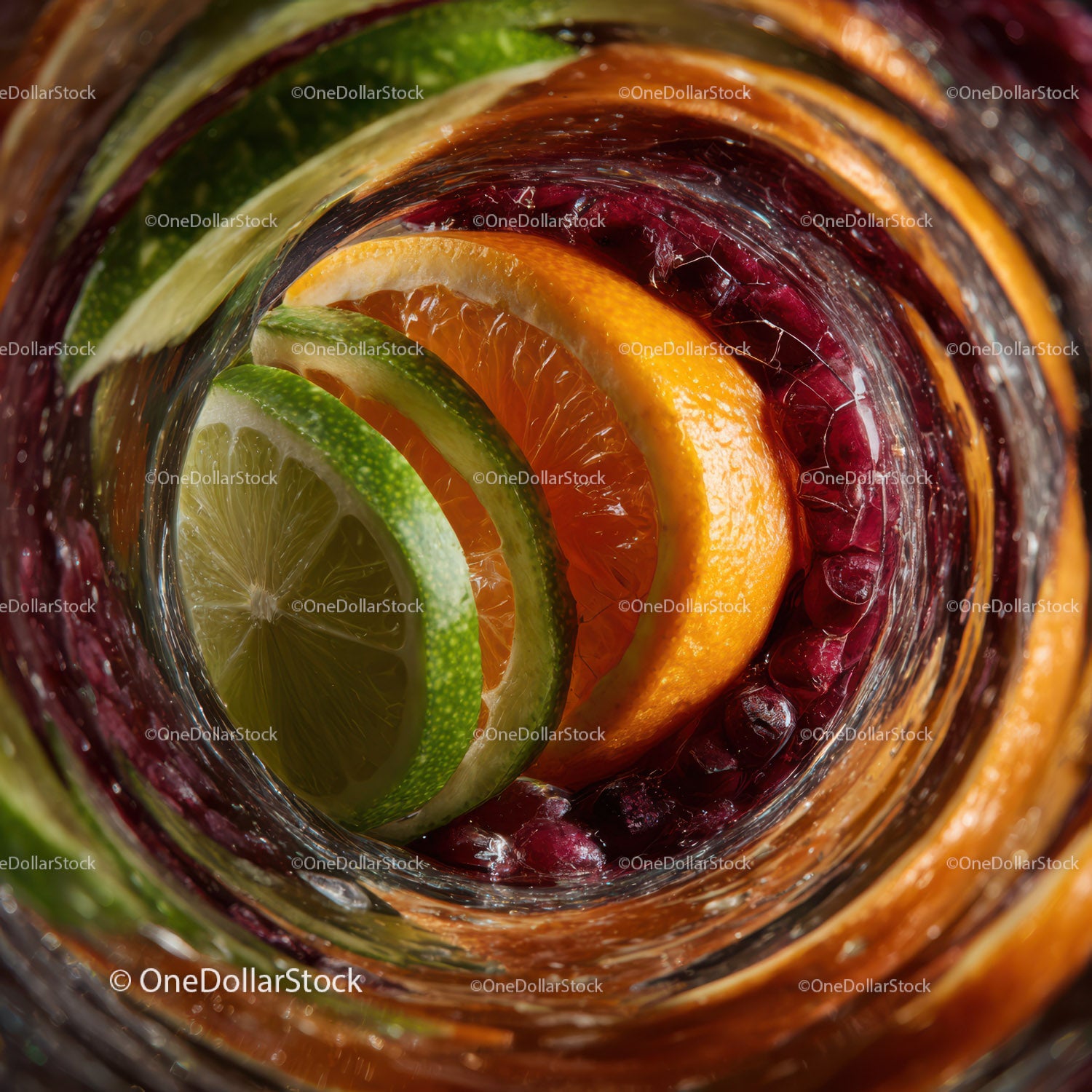 Colorful Sliced Citrus Fruits in Water for Refreshing Summer Display