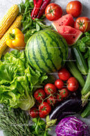 Fresh Watermelon and Vegetable Assortment for Healthy Eating