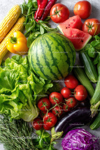 Fresh Watermelon and Vegetable Assortment for Healthy Eating
