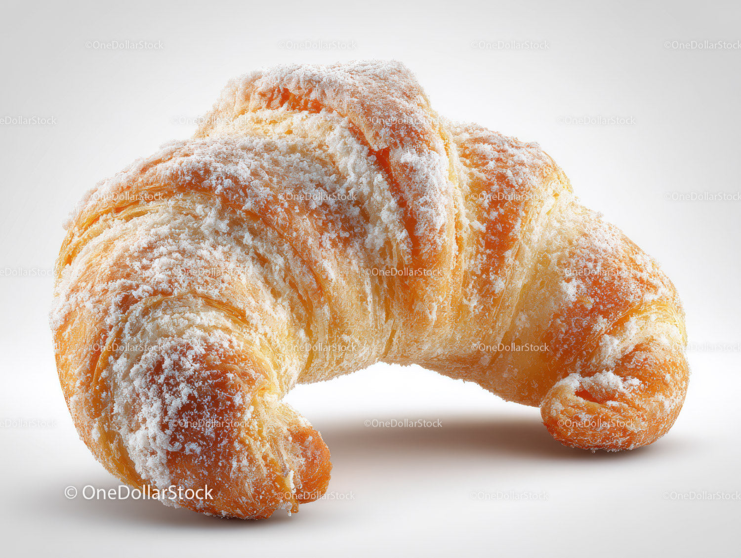 Fresh Powdered Sugar Croissant Close-Up for Bakery and Breakfast Ads