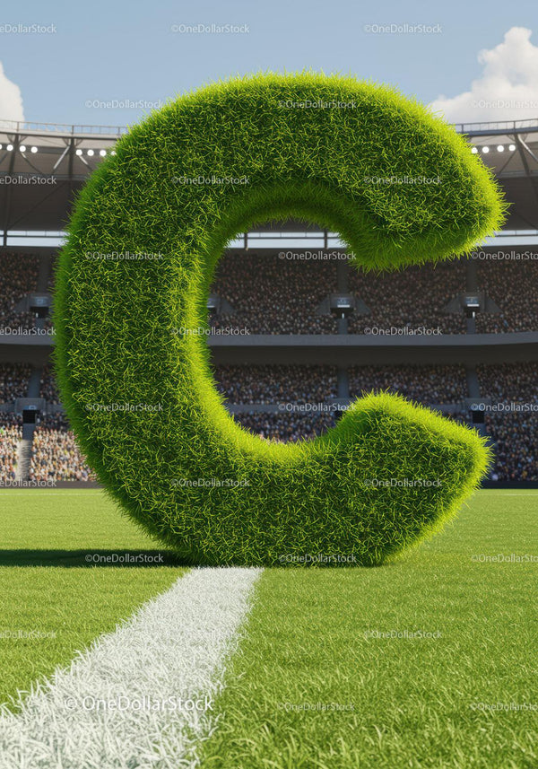 Duża trawa w kształcie litery C na boisku piłkarskim z tłumem na stadionie