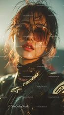 Stylish Woman in Sunglasses Against a Sunlit Background