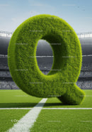 Green Grass Letter Q Standing on Football Field