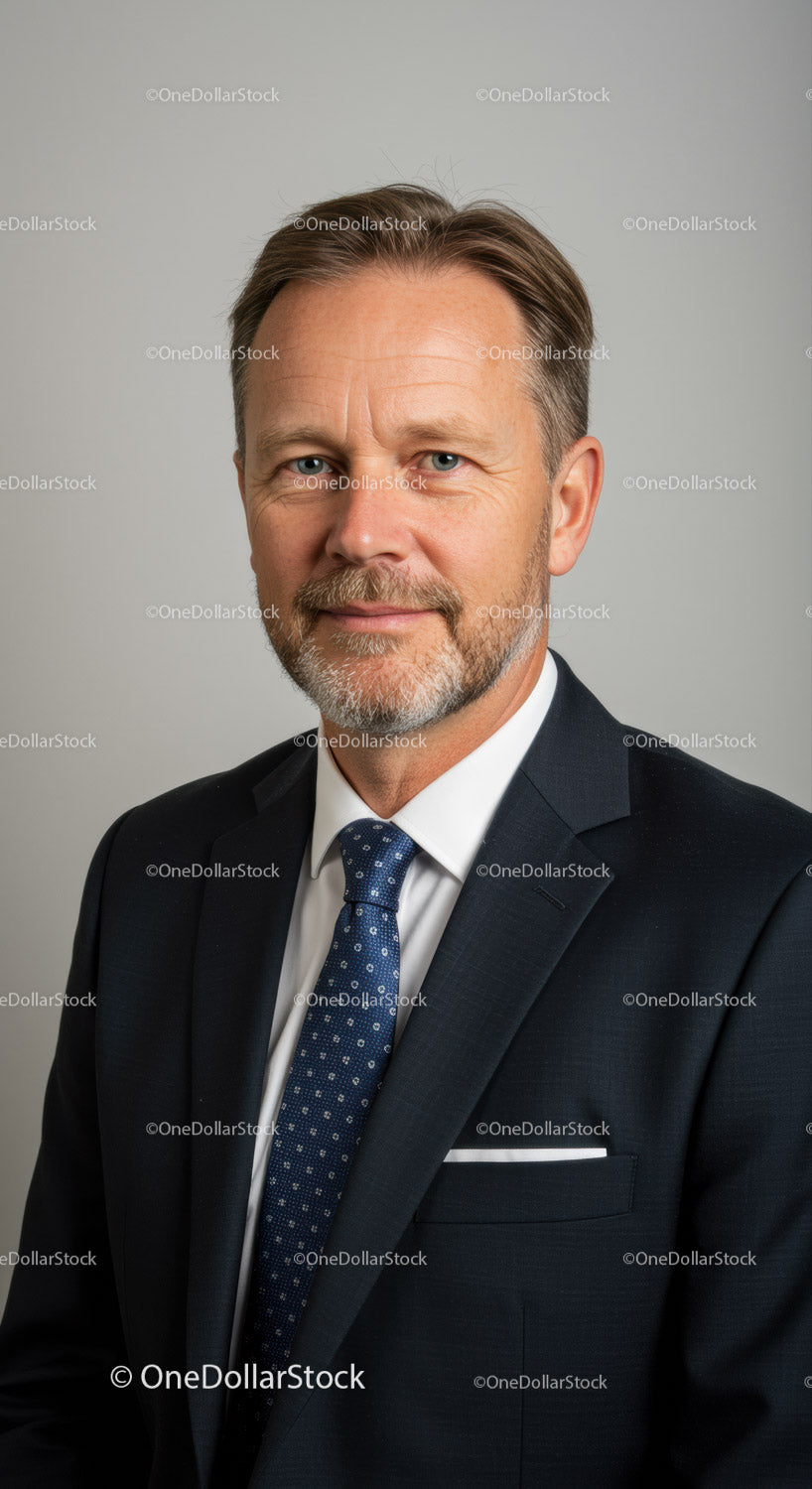 Elegant Businessman in Suit and Blue Tie for Corporate Use