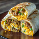 Hearty Beef Burrito with Egg Cheddar and Green Onion