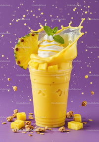 Refreshing Pineapple Smoothie with Whipped Cream Splash