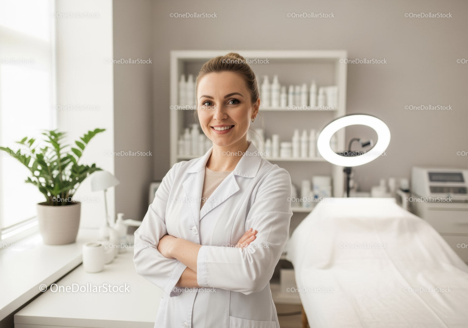 Smiling Female Doctor in Modern Medical Clinic