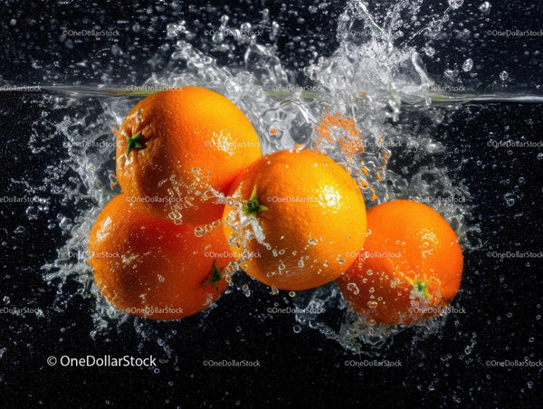 Juicy Oranges Splashing into Water with Fresh and Vibrant Colors