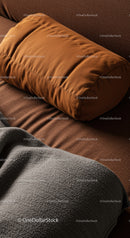 Brown Orange Throw Pillow with Soft Fabric Texture for Cozy Home Decor
