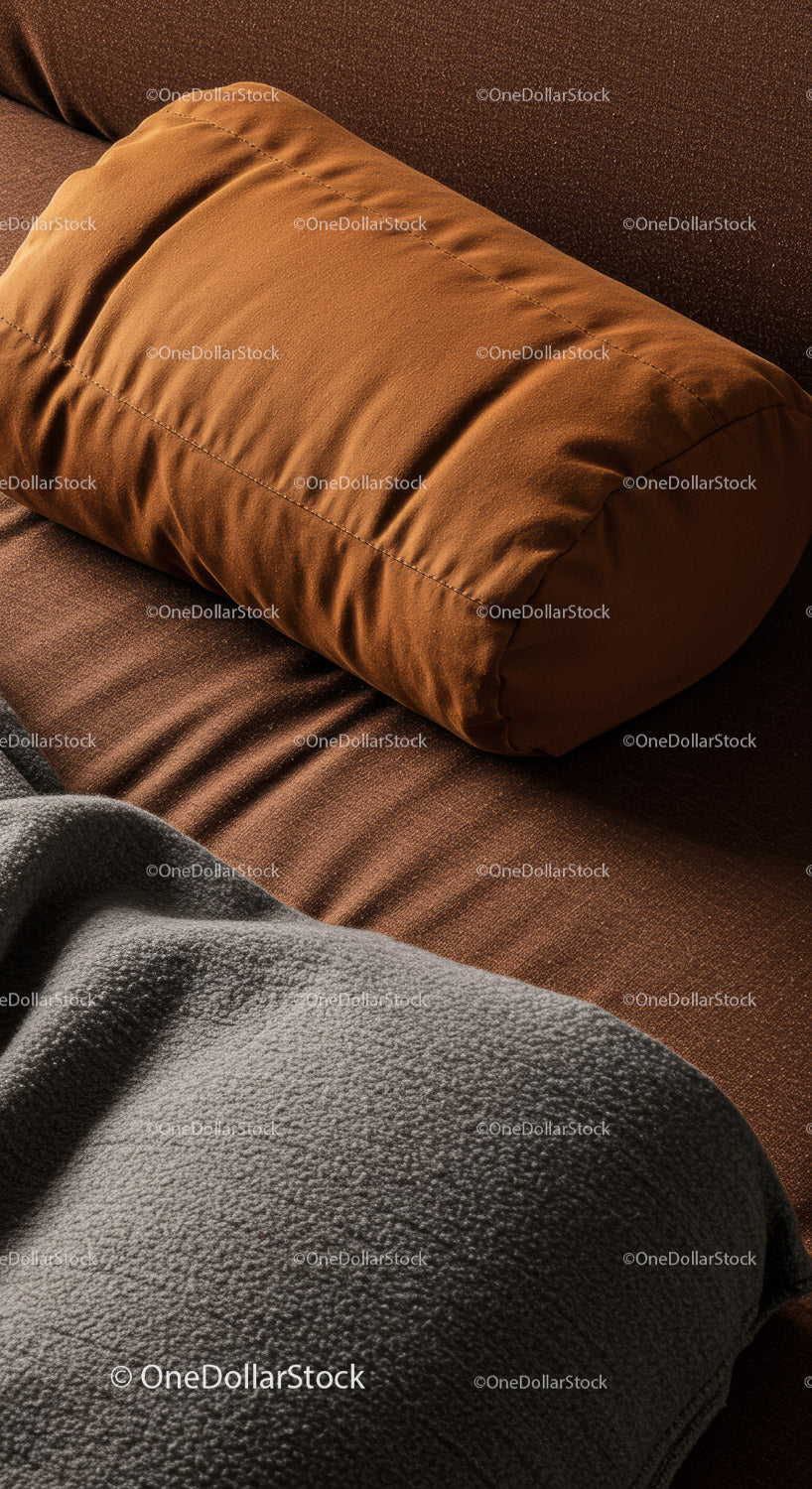 Brown Orange Throw Pillow with Soft Fabric Texture for Cozy Home Decor