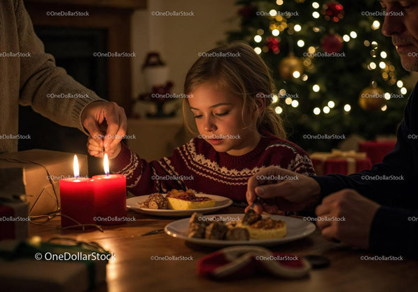 Rodzina ciesząca się przytulną kolacją wigilijną przy świetle świec