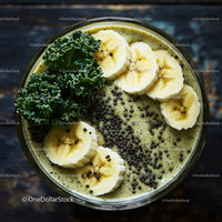 Healthy Banana and Kale Smoothie Bowl with Chia Seeds