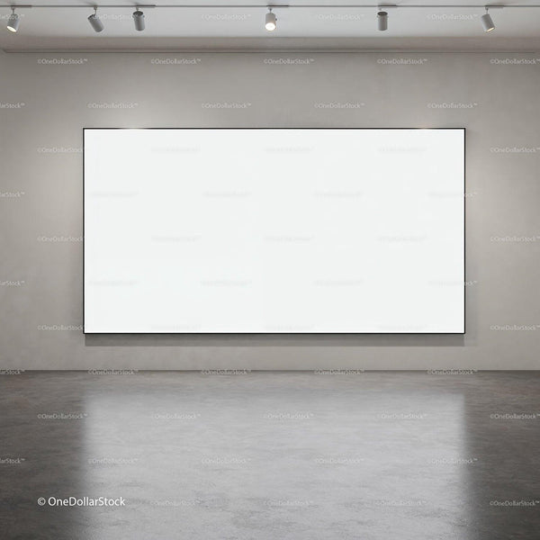 Minimalist White Canvas in Contemporary Gallery Space JPG Mockup Image