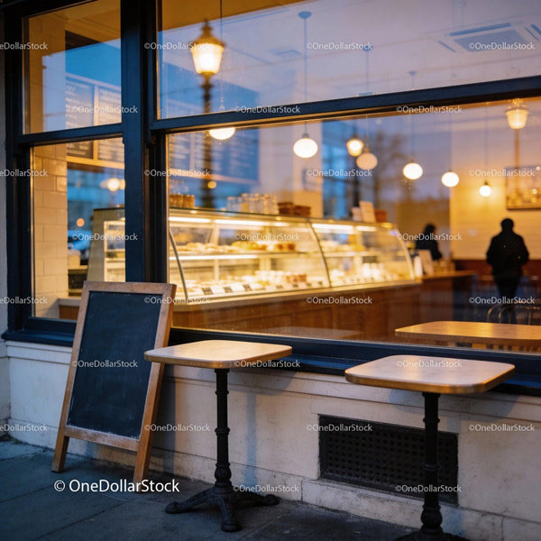 Cozy Evening at a Modern Urban Coffee Shop