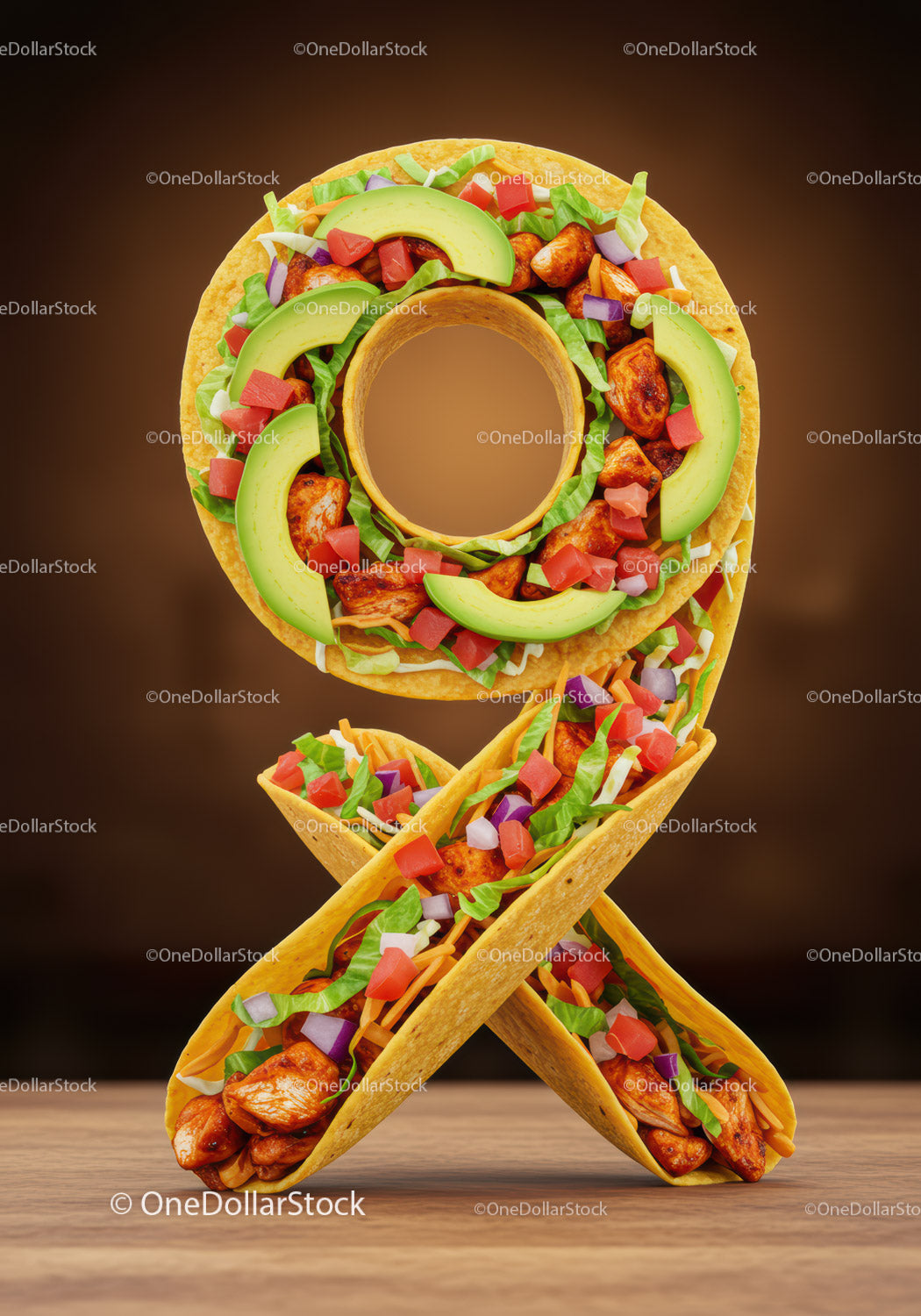 Creative taco arrangement shaped as breast cancer ribbon