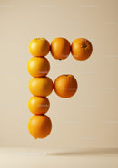 Fresh Oranges Arranged in a Stylized Letter F