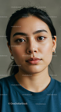 Close-up portrait of a woman with natural beauty