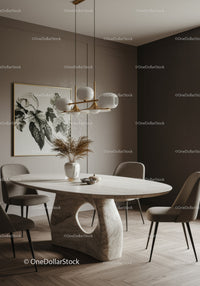 Elegant Modern Dining Room with Marble Table and Stylish Chairs