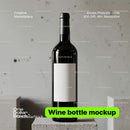 editable PSD mockup for Wine bottle on concrete slab