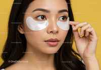 Young Woman Applying Under-Eye Patches for Skin Care Routine